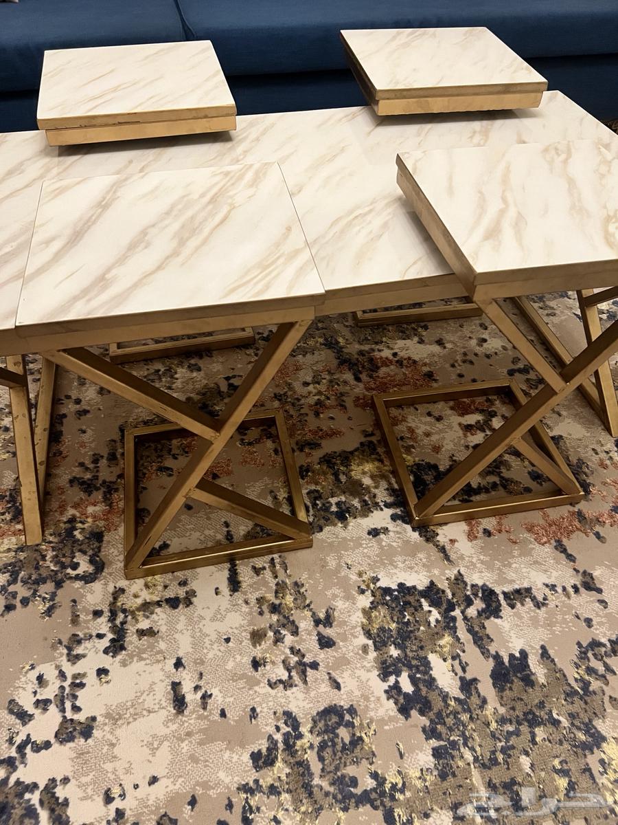 5-piece table set, one large table with 4 side tables, semi-new64514430931841111