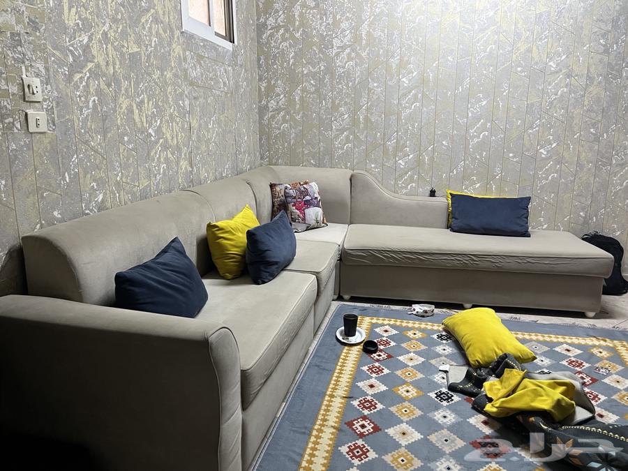 كنب حرف L لون رصاصي في حاله ممتازه جدا64511856976771113