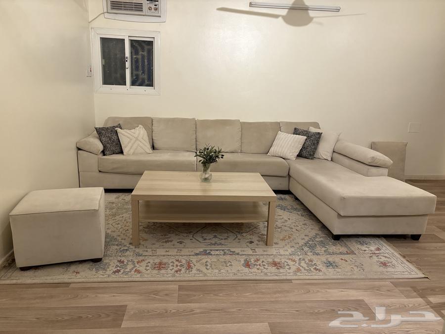 كنب غرفة معيشه بيج حرف L64518261849346111