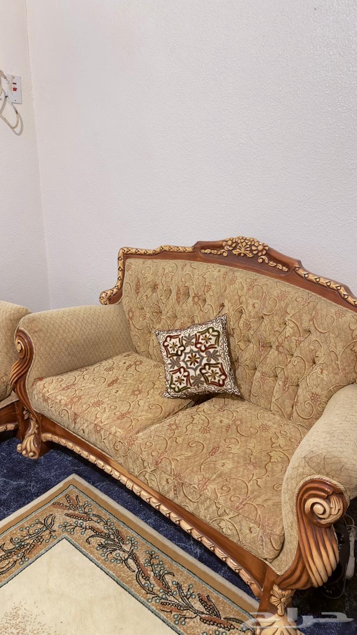 كنب 8 قطع خشب وجزه قزاز64513105555329111