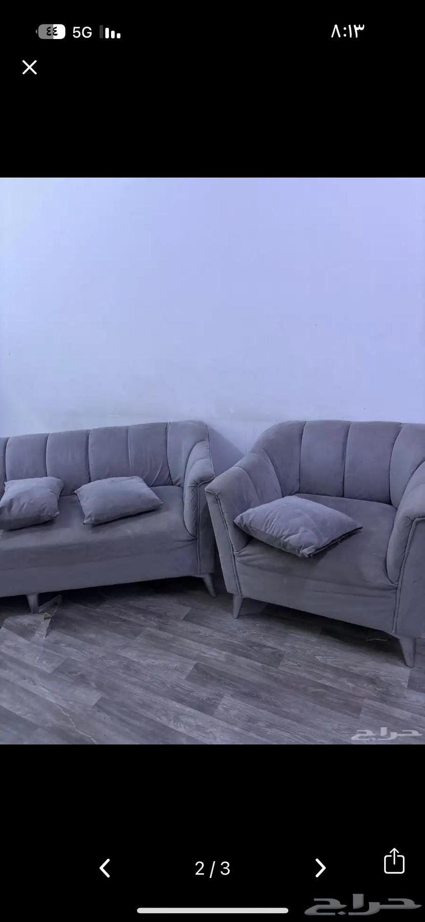 3 قطع كنب شبه نظيف64512483157377110