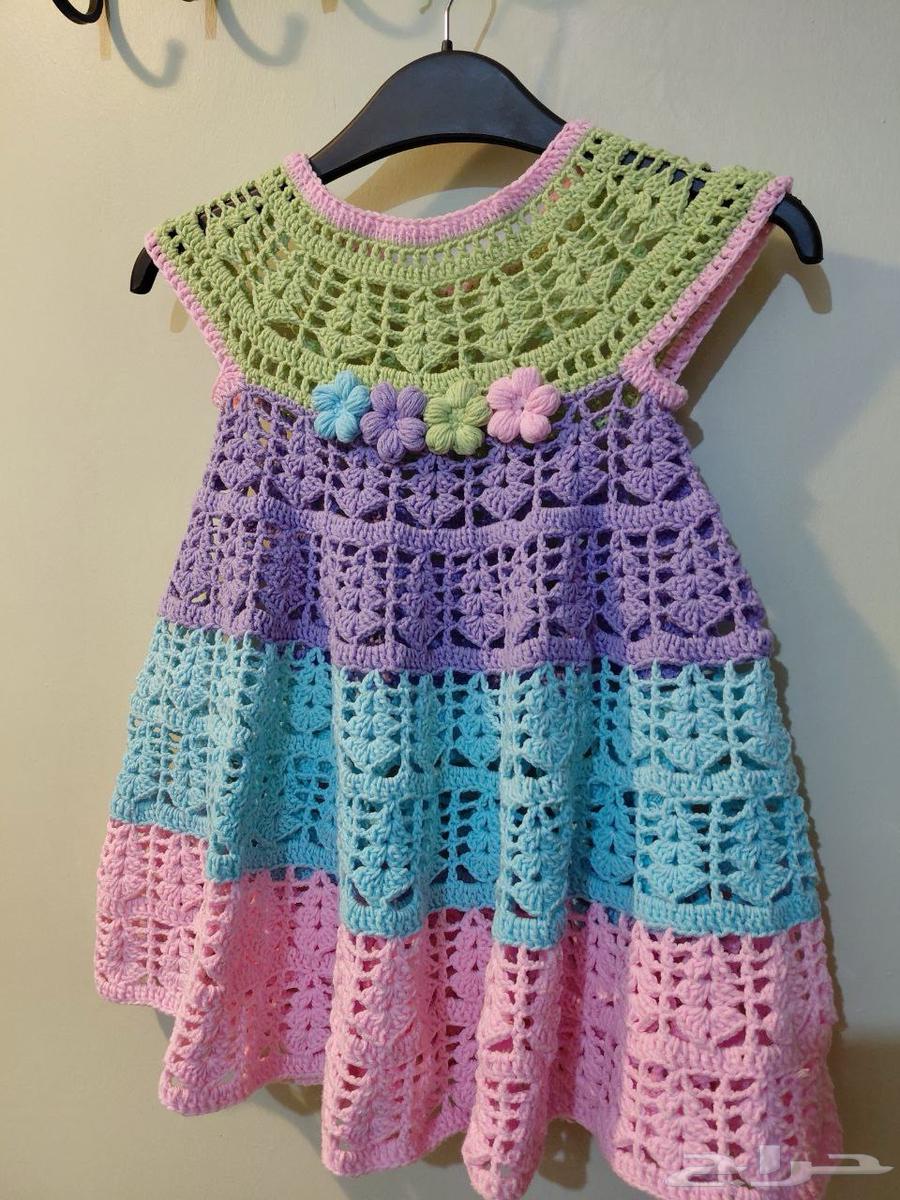 فستان بناتي كروشيه للتسليم الفوري مناسب لعمر 4 الى 5 سنوات64511745362563111