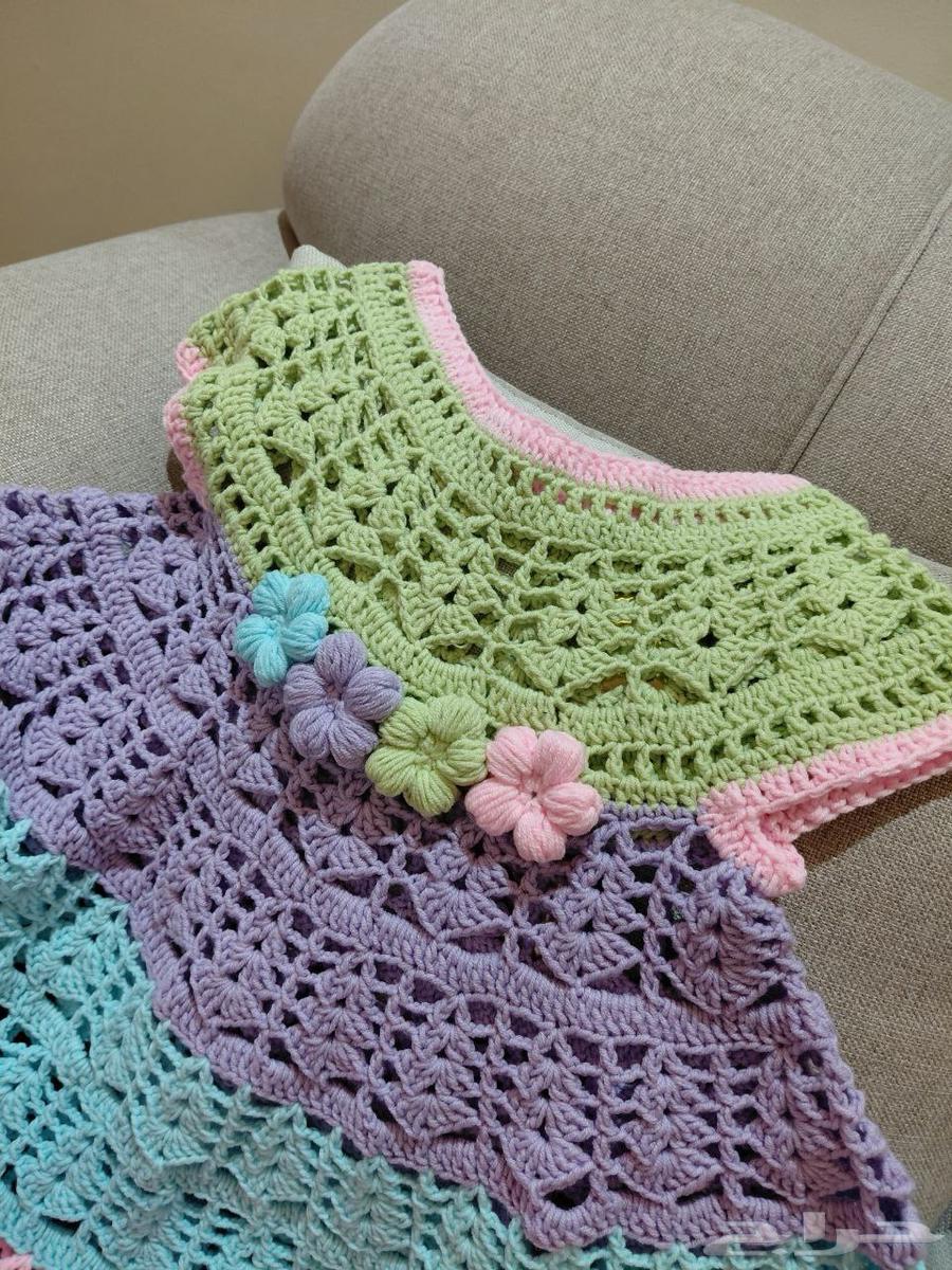 فستان بناتي كروشيه للتسليم الفوري مناسب لعمر 4 الى 5 سنوات64511745362563113