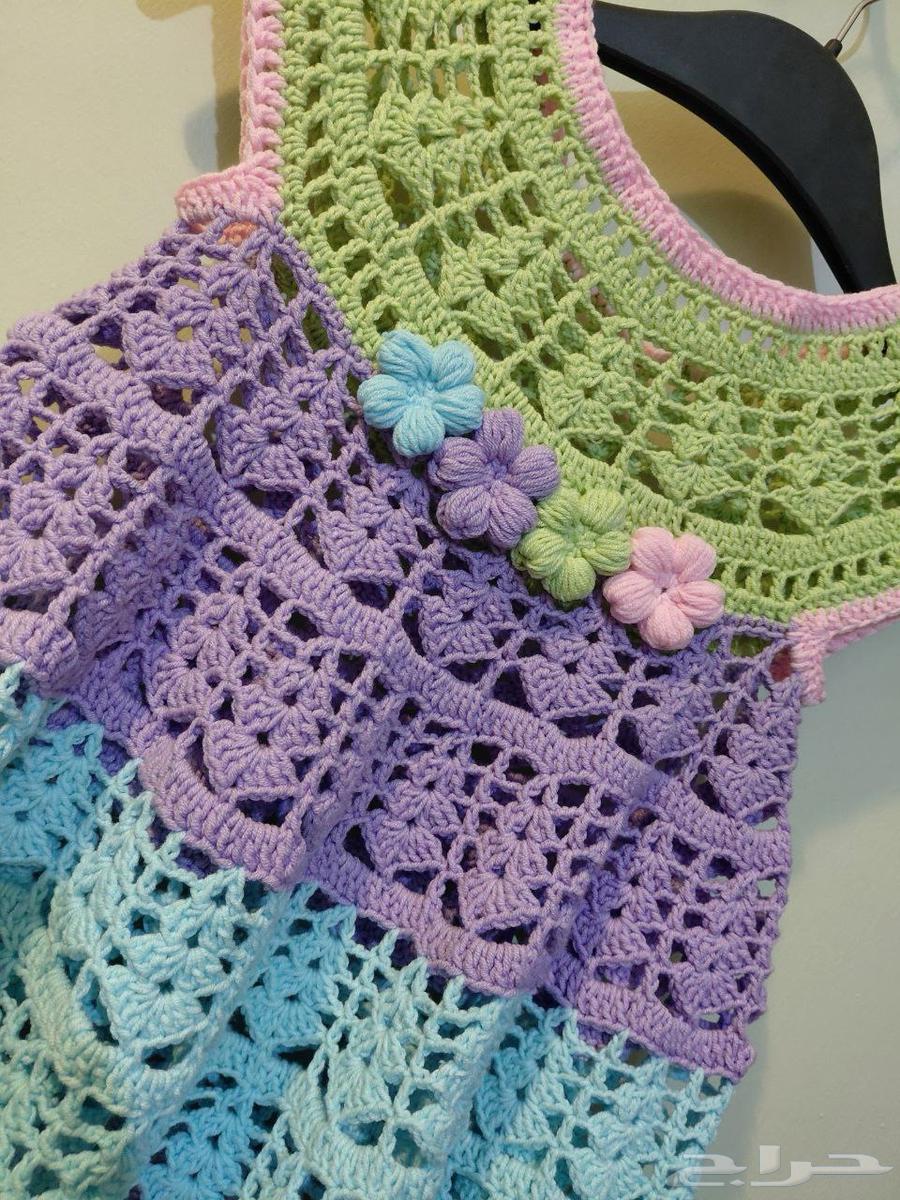 فستان بناتي كروشيه للتسليم الفوري مناسب لعمر 4 الى 5 سنوات64511745362563112