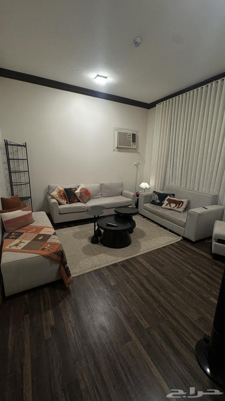 Sofa without cushions, TV, and TV table for sale64522117269250110