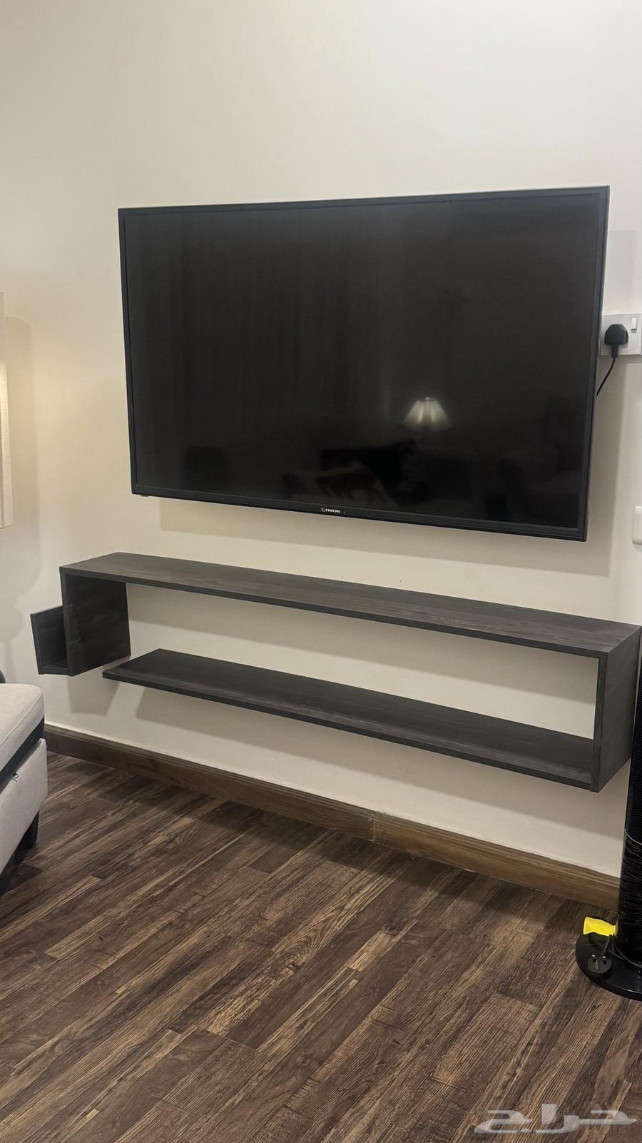 Sofa without cushions, TV, and TV table for sale64522117269250111