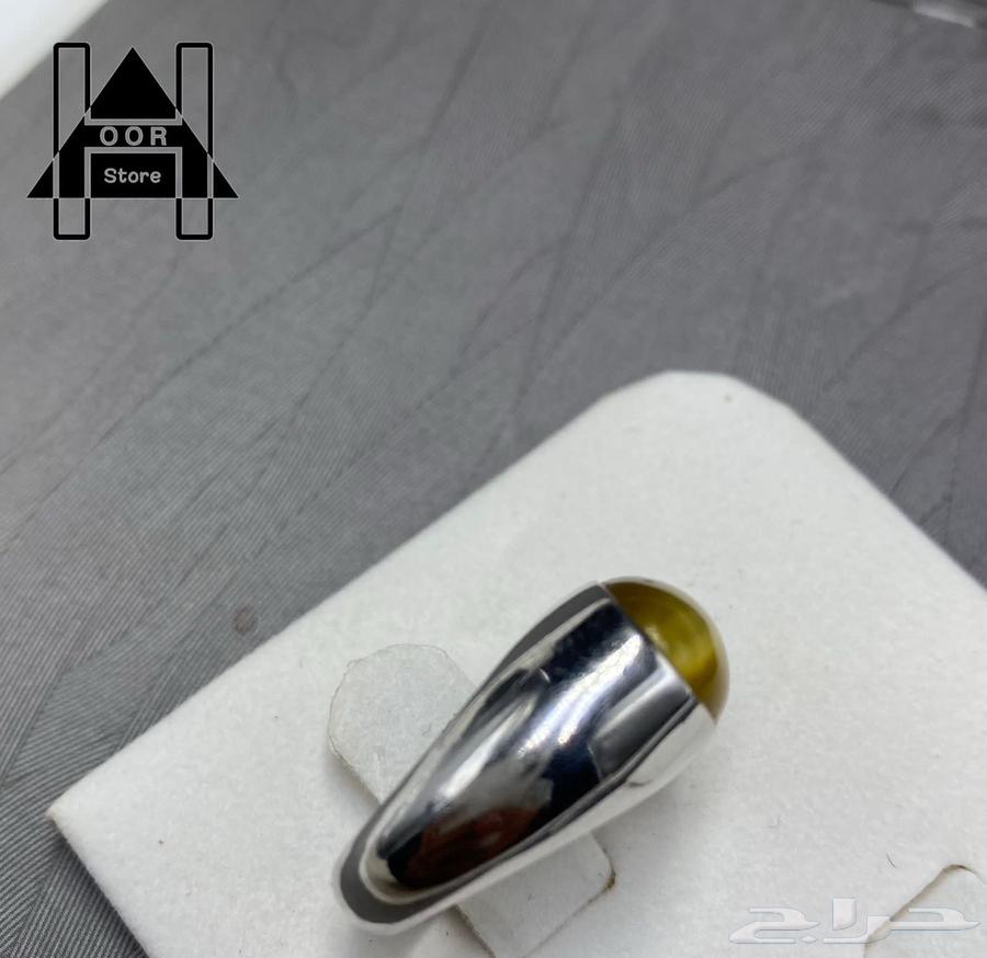 خاتم فضه ملكي عين القط الاصفر المميز64526731503874111