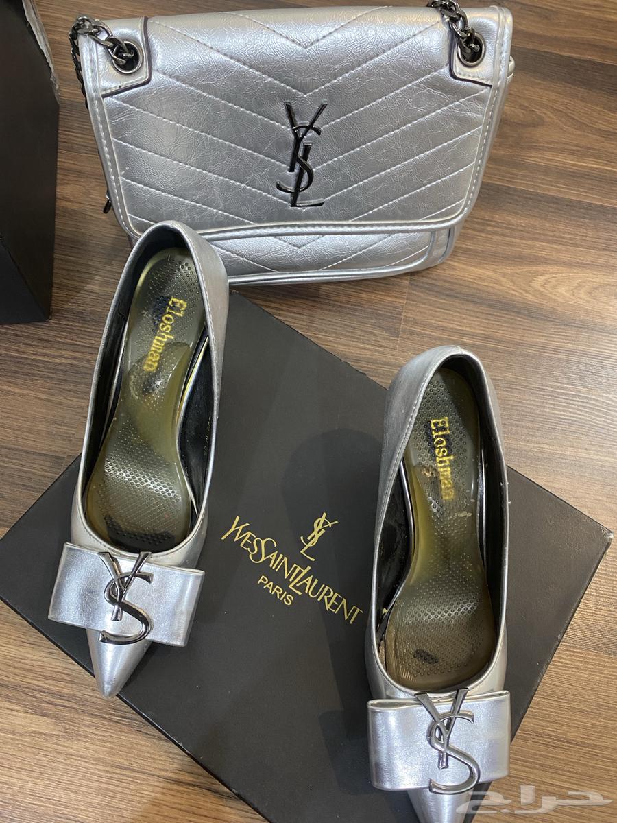 Silver-colored new Yves Saint Laurent heel bag64519384470915110