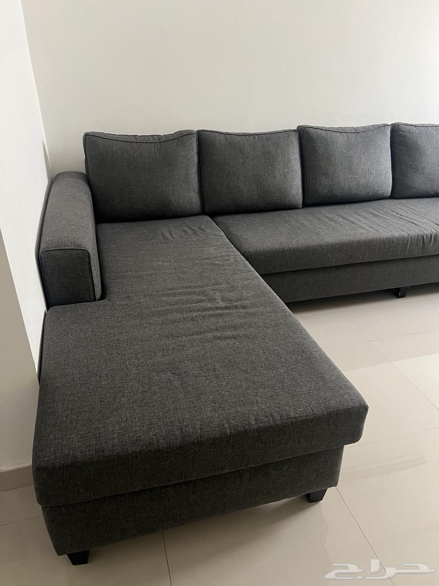L- Shape corner Grey Sofa كنب زاوية باللون الرمادي64522145487746111