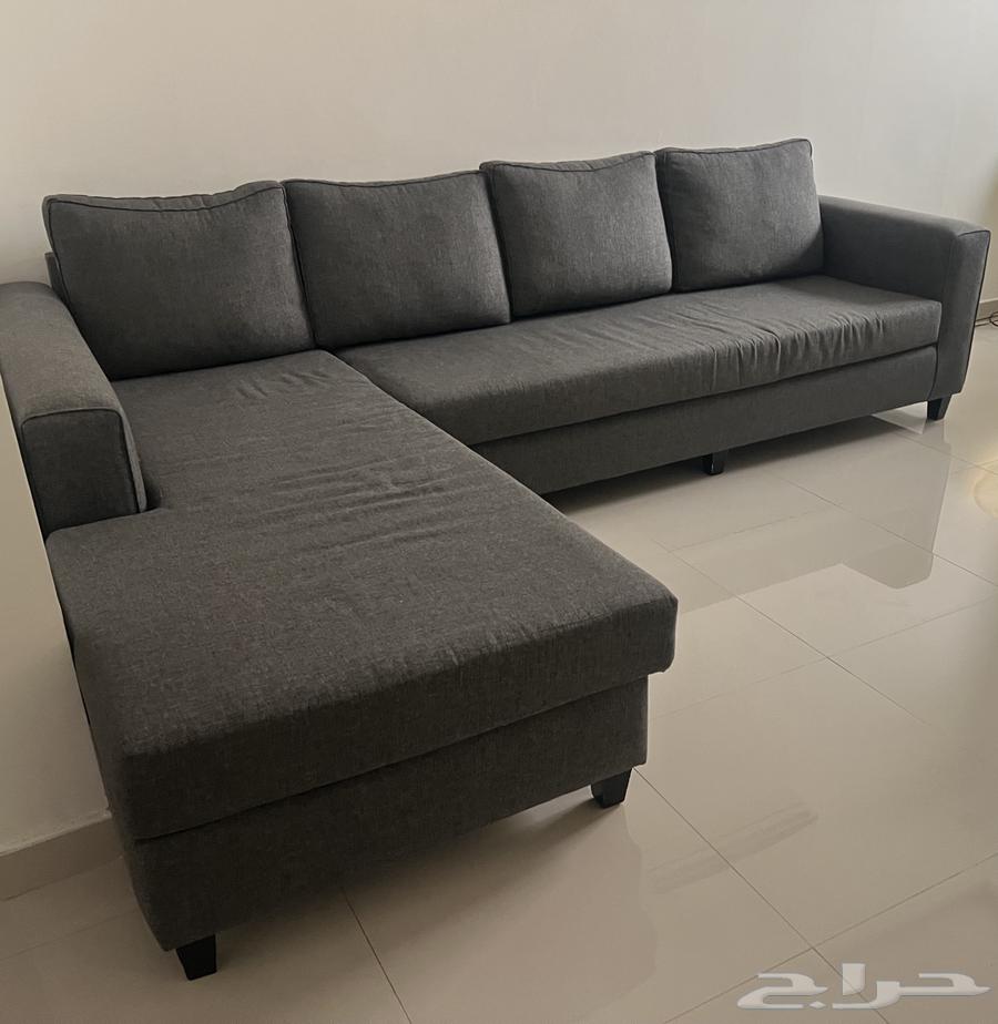 L- Shape corner Grey Sofa كنب زاوية باللون الرمادي64522145487746114