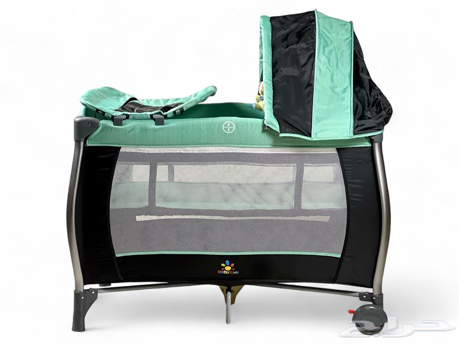 محبس دورين للاطفال مع مظلة - سرير اطفال قماشي قابل للطي64523936266883111