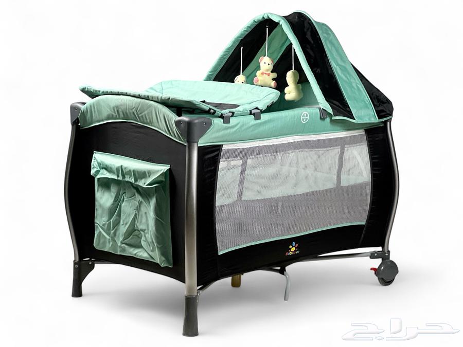 محبس دورين للاطفال مع مظلة - سرير اطفال قماشي قابل للطي64523936266883110