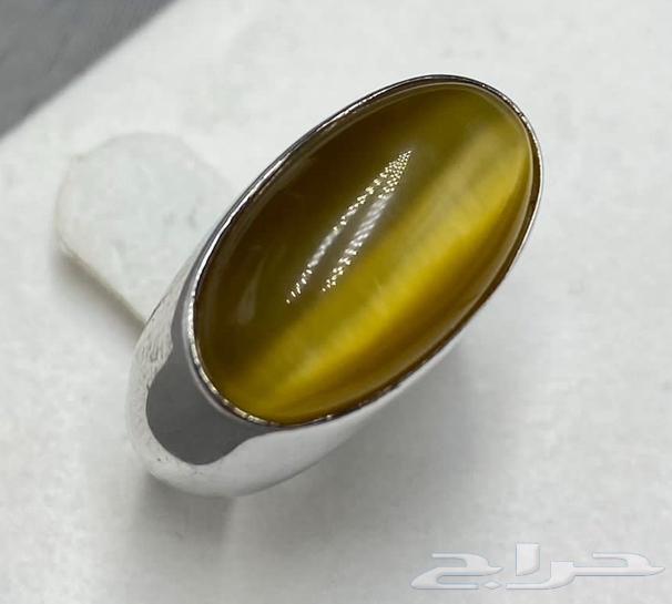 خاتم فضه ملكي عين القط الاصفر المميز64526731503874113