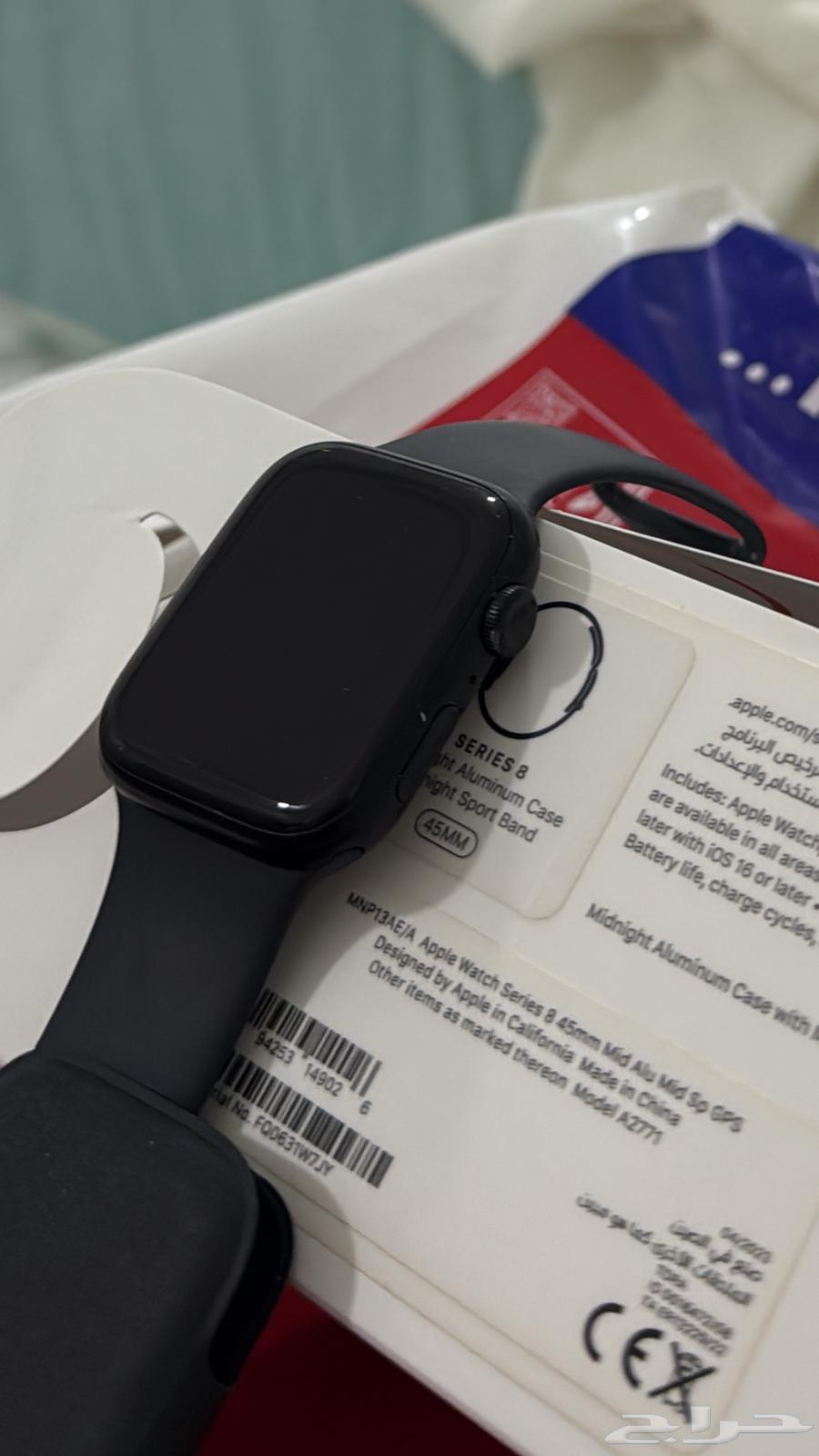 ساعة ابل واتش 45MM المنيوم ( الاصدار الثامن ) أسود64533320714243111