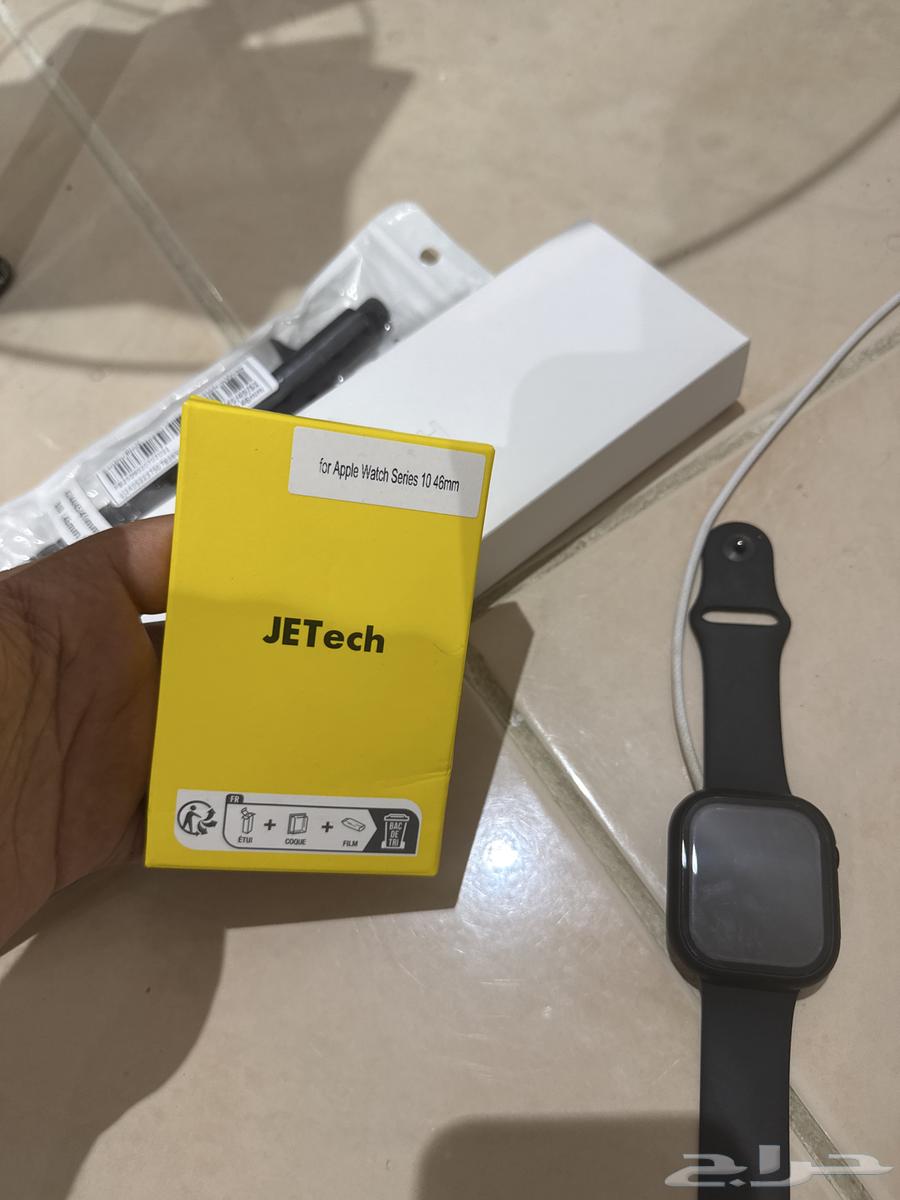 ساعة ابل S10 مقاس 46 ملم بلون الأسود الداكن وسورا رياضي64532128295810112