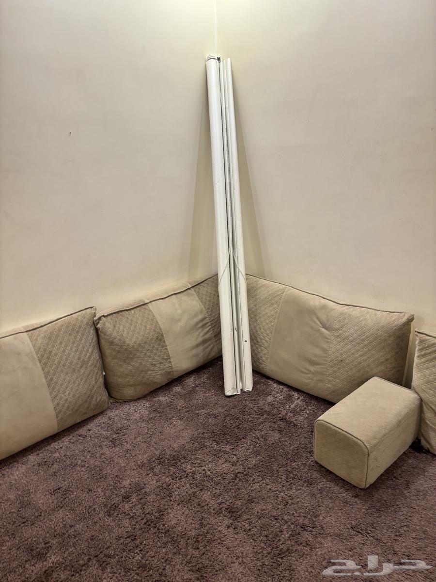 Carpet, cushions, and curtain64532903624578114