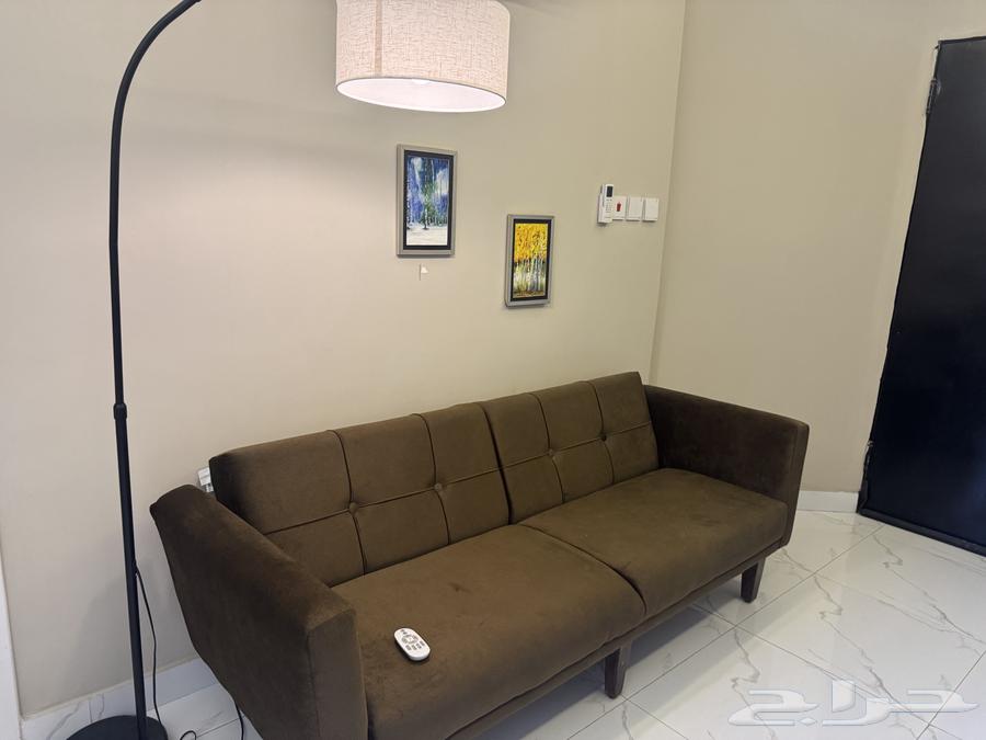 Exit KSA sale - Three-seater velvet sofa-bed with lamp64530997273345110