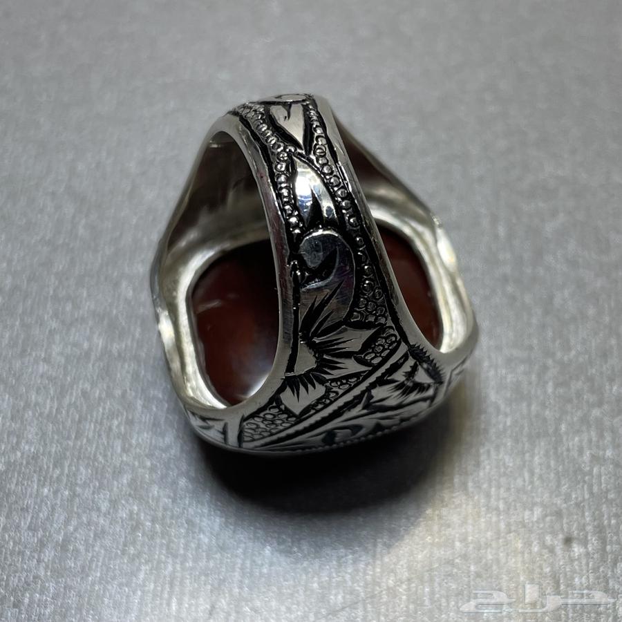 خاتم فضة بصياغة يدوية فاخرة بحجر عقيق يماني مميز64470718065283113