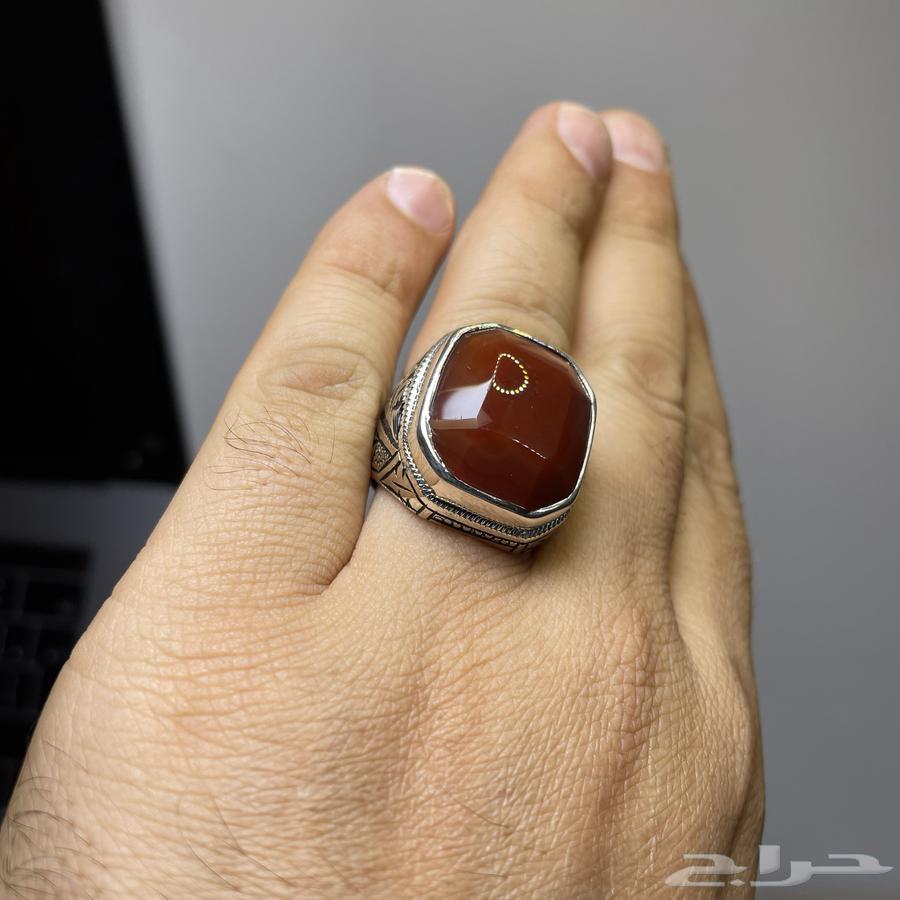 خاتم فضة بصياغة يدوية فاخرة بحجر عقيق يماني مميز64470718065283114