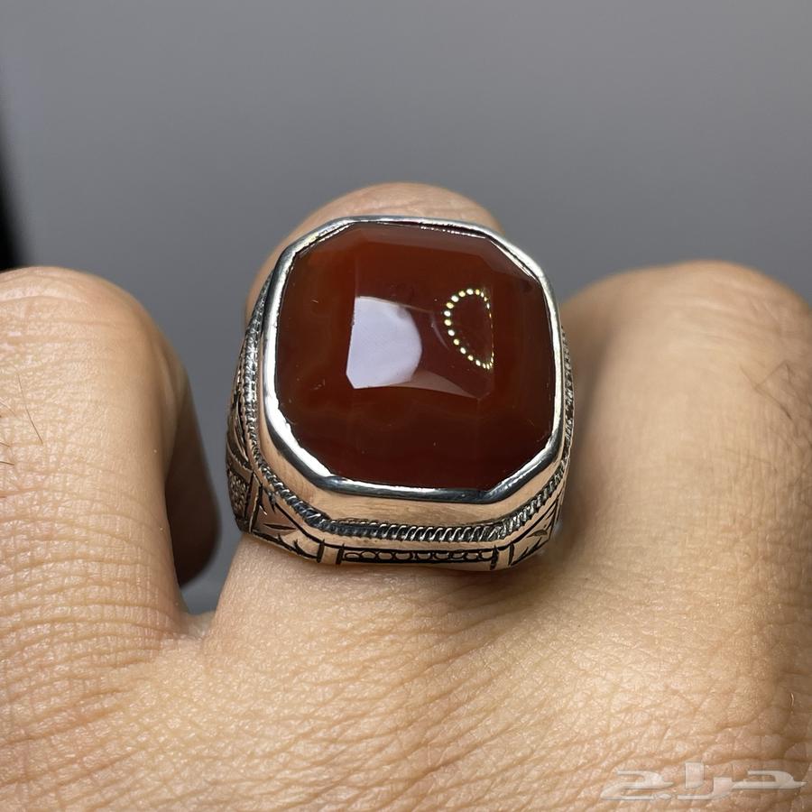 خاتم فضة بصياغة يدوية فاخرة بحجر عقيق يماني مميز64470718065283112