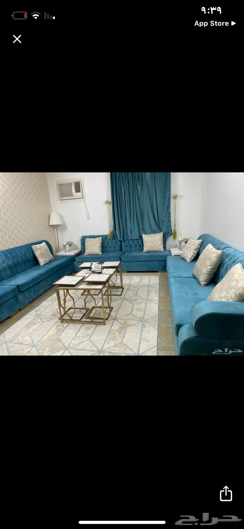 Sofa with its tables, mattress, and curtain64534184200707110