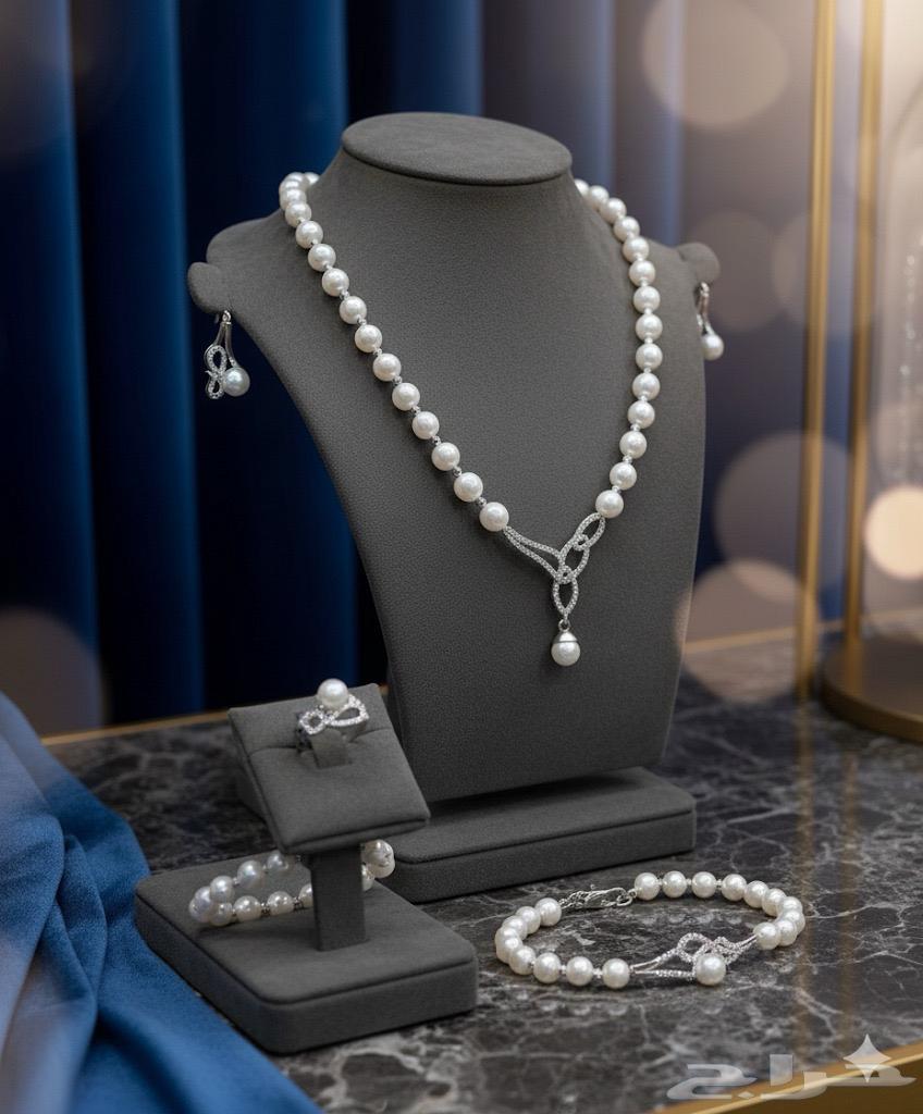(عرض لفترة محدودة) طقم فاخر من لؤلؤ مع فضة92564527305586562112