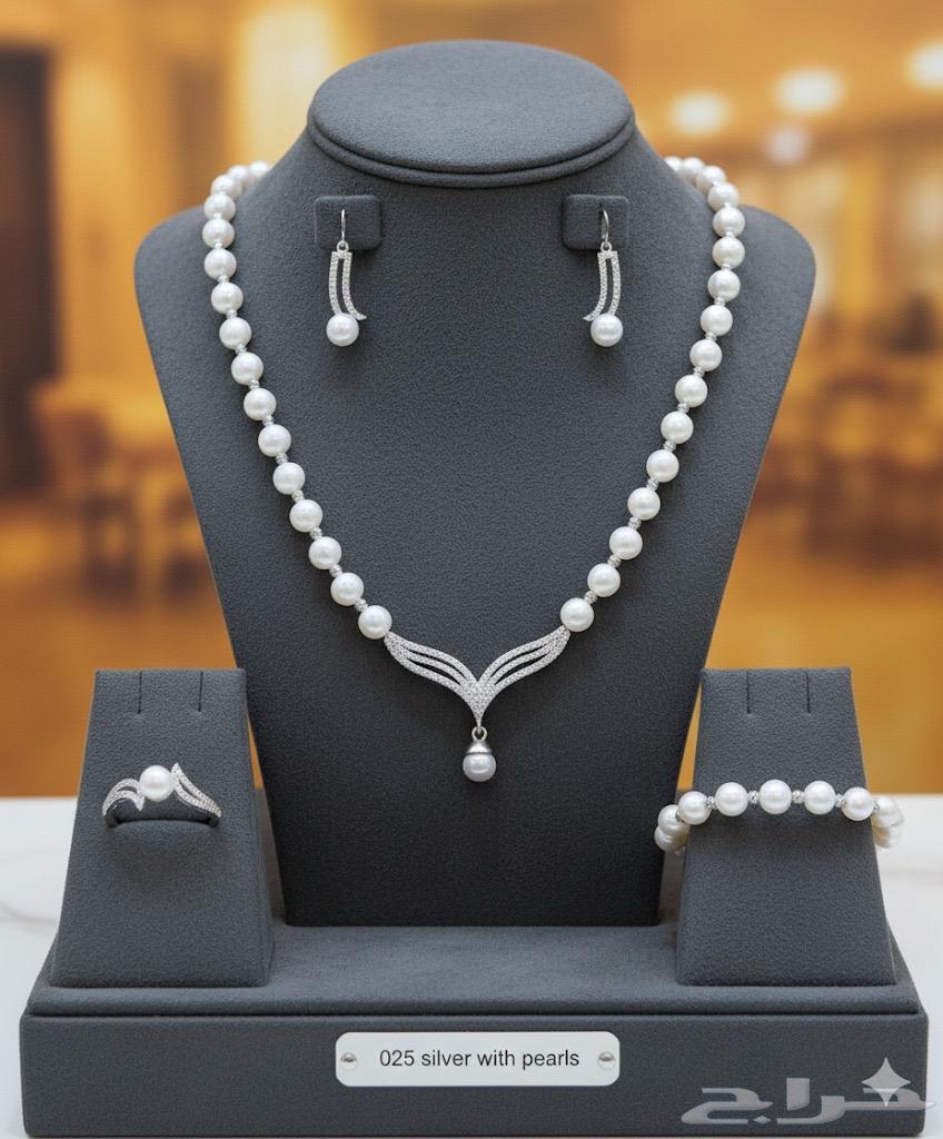 (عرض لفترة محدودة) طقم فاخر من لؤلؤ مع فضة92564527305586562111