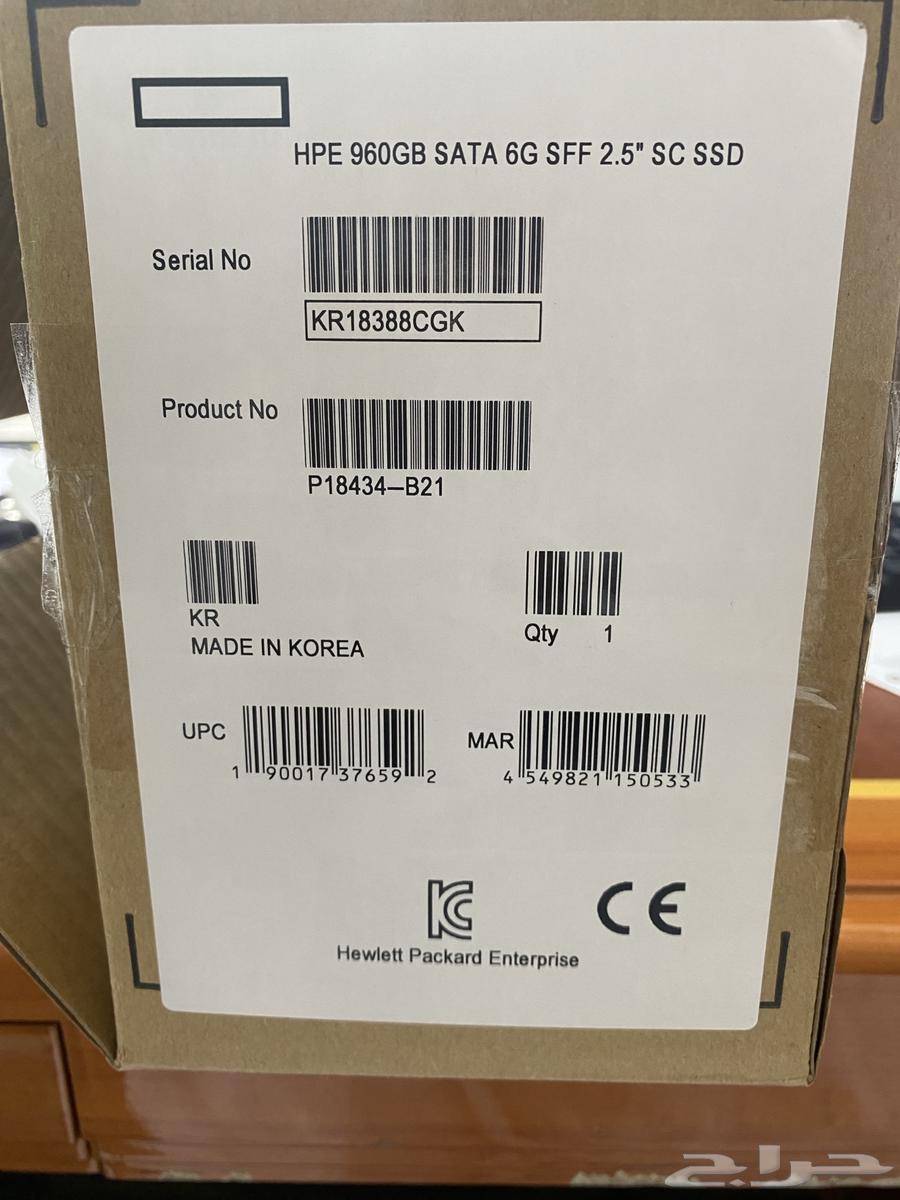 للبيع 3 هاردسكات HPE SSD جديدة 1 تيرا64541051150210110