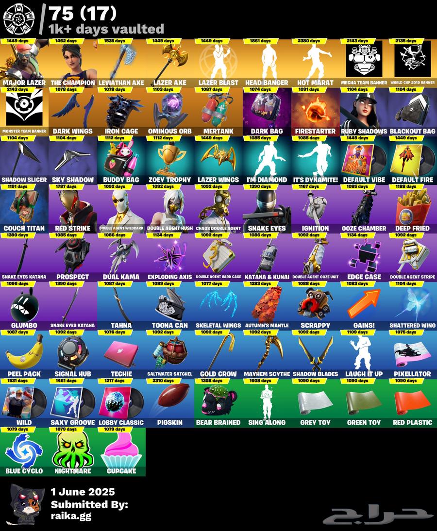 حساب فورت 256 سكن في كل ما ممكن تتمناه64541750031363113