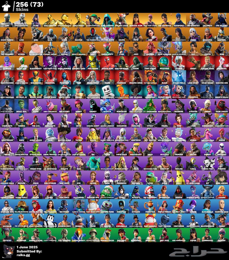 حساب فورت 256 سكن في كل ما ممكن تتمناه64541750031363110