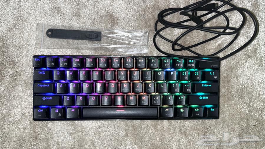 كيبورد ميكانيكي RK61 إضاءة RGB حجم 60 سلكي سويتش بني64538707132291110