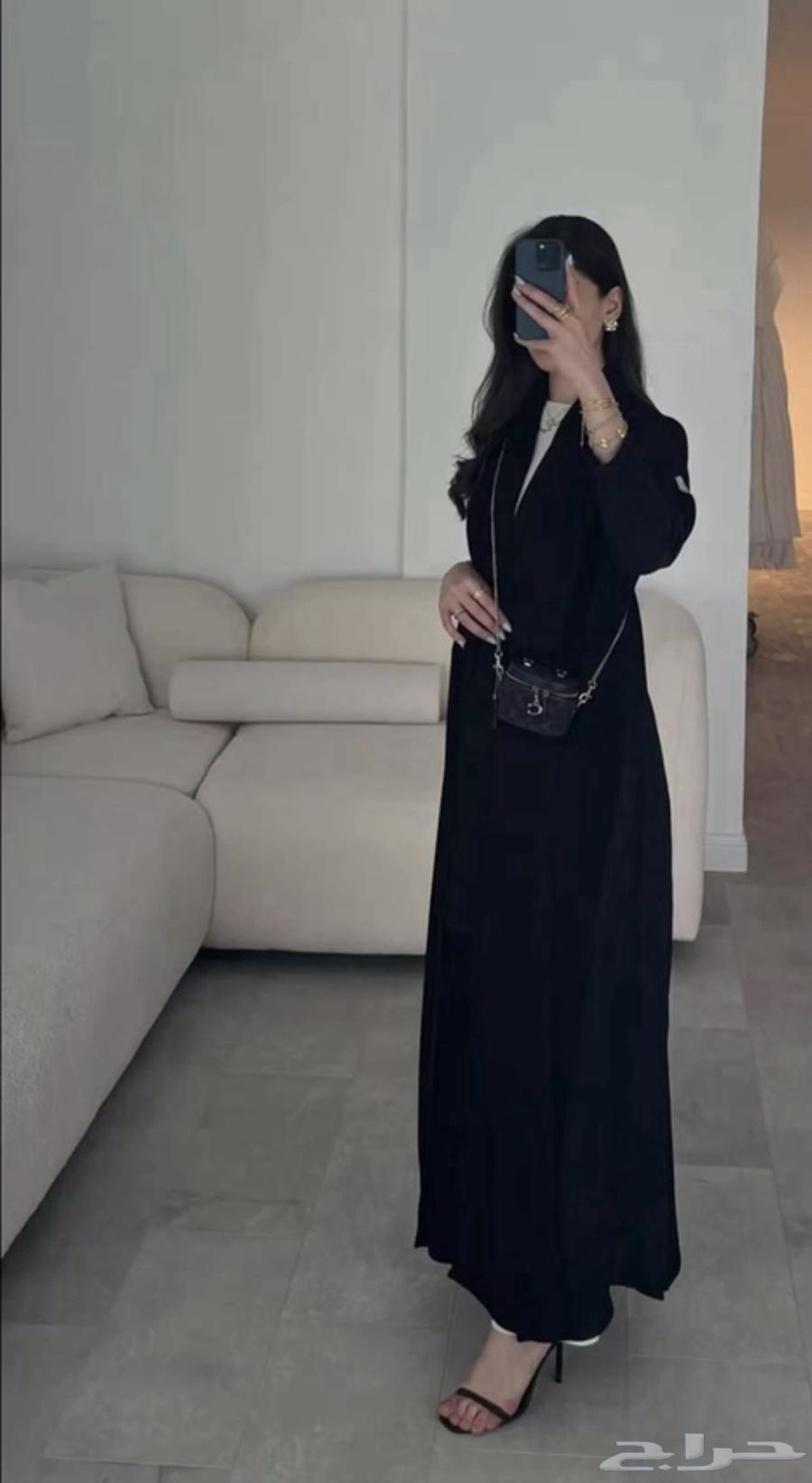 عبايه قماش كريب ملكي كوري اسود64540452669955113