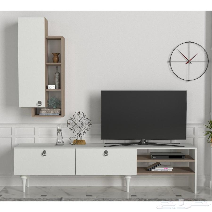 طاولة تلفاز اييض رمادي64546678829314110