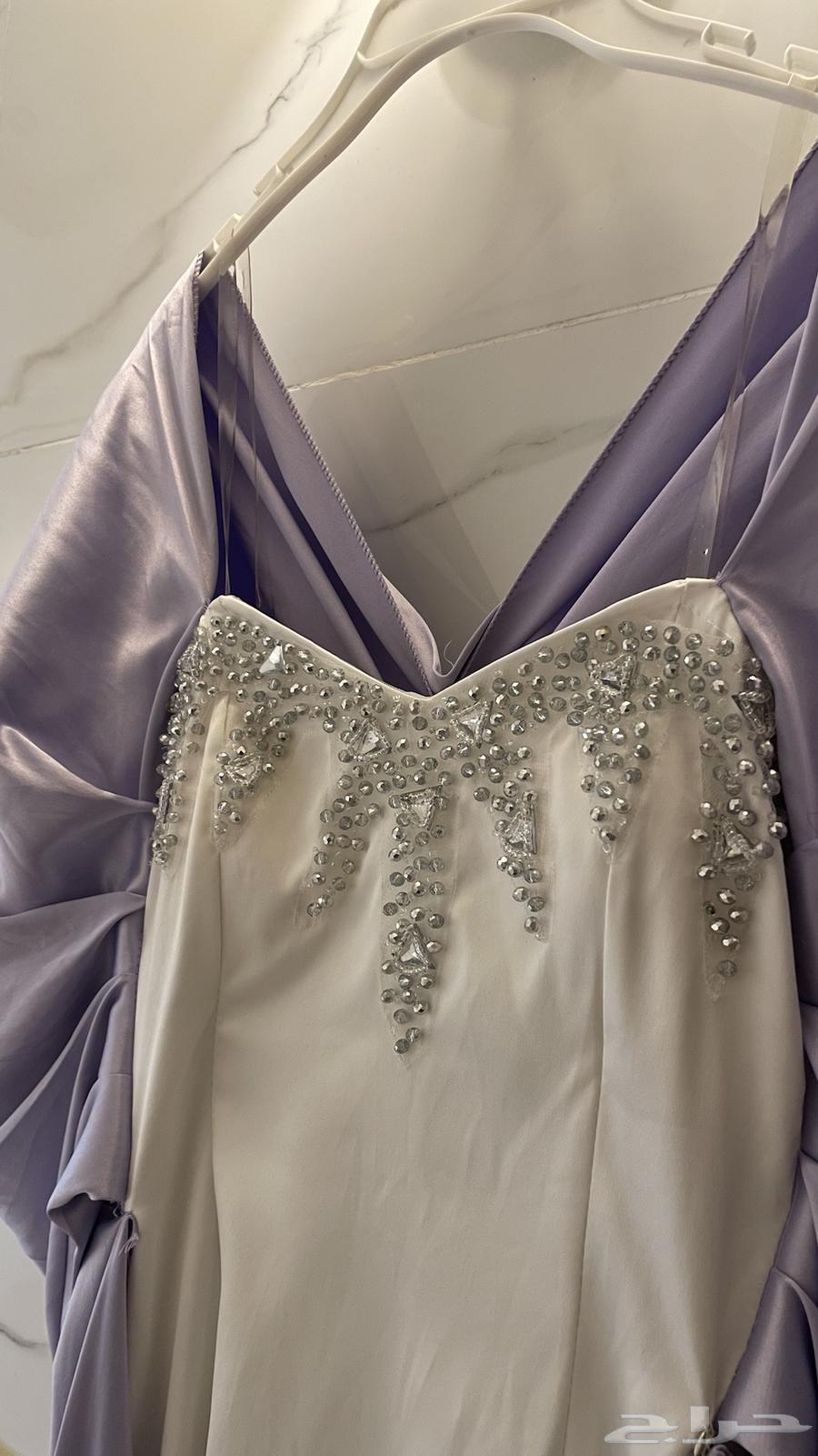 فستان زواجات بالون الابيض و الموف وكرستال فضي64550082457858111