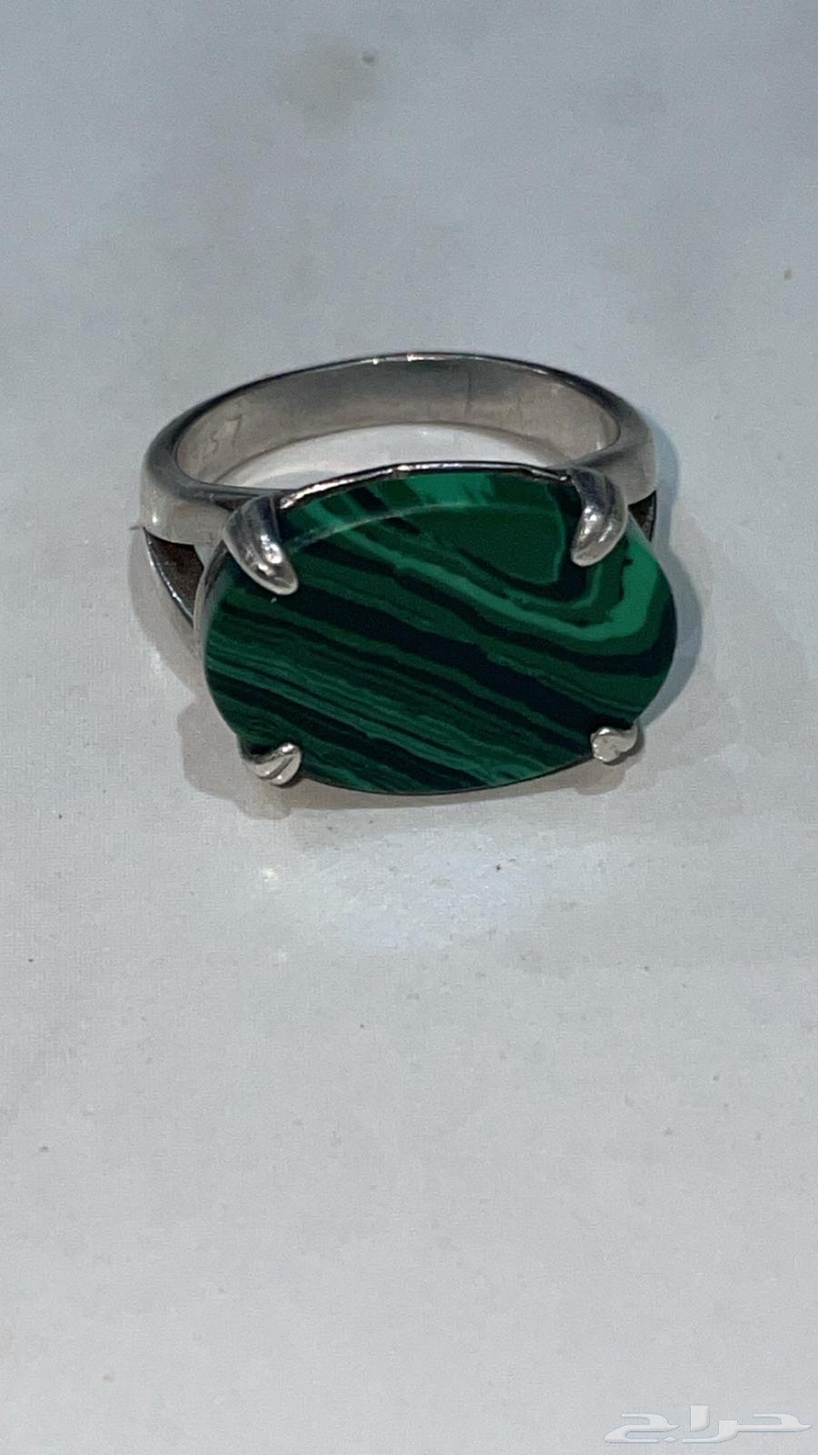 خاتم فضه مخالب ملكي 925 حجر ملاكيت64543888343170112