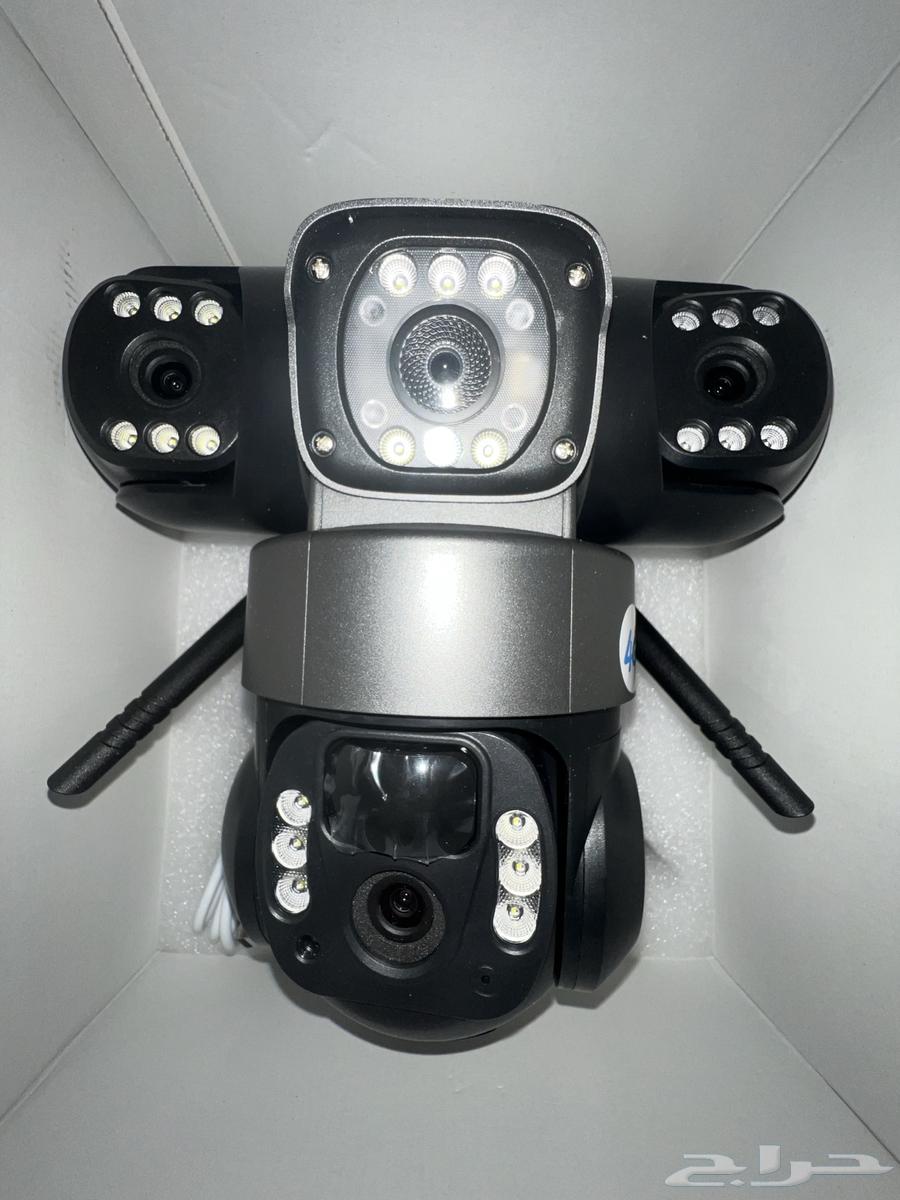 Solar-powered three-lens surveillance camera with operating chip64546393369217113