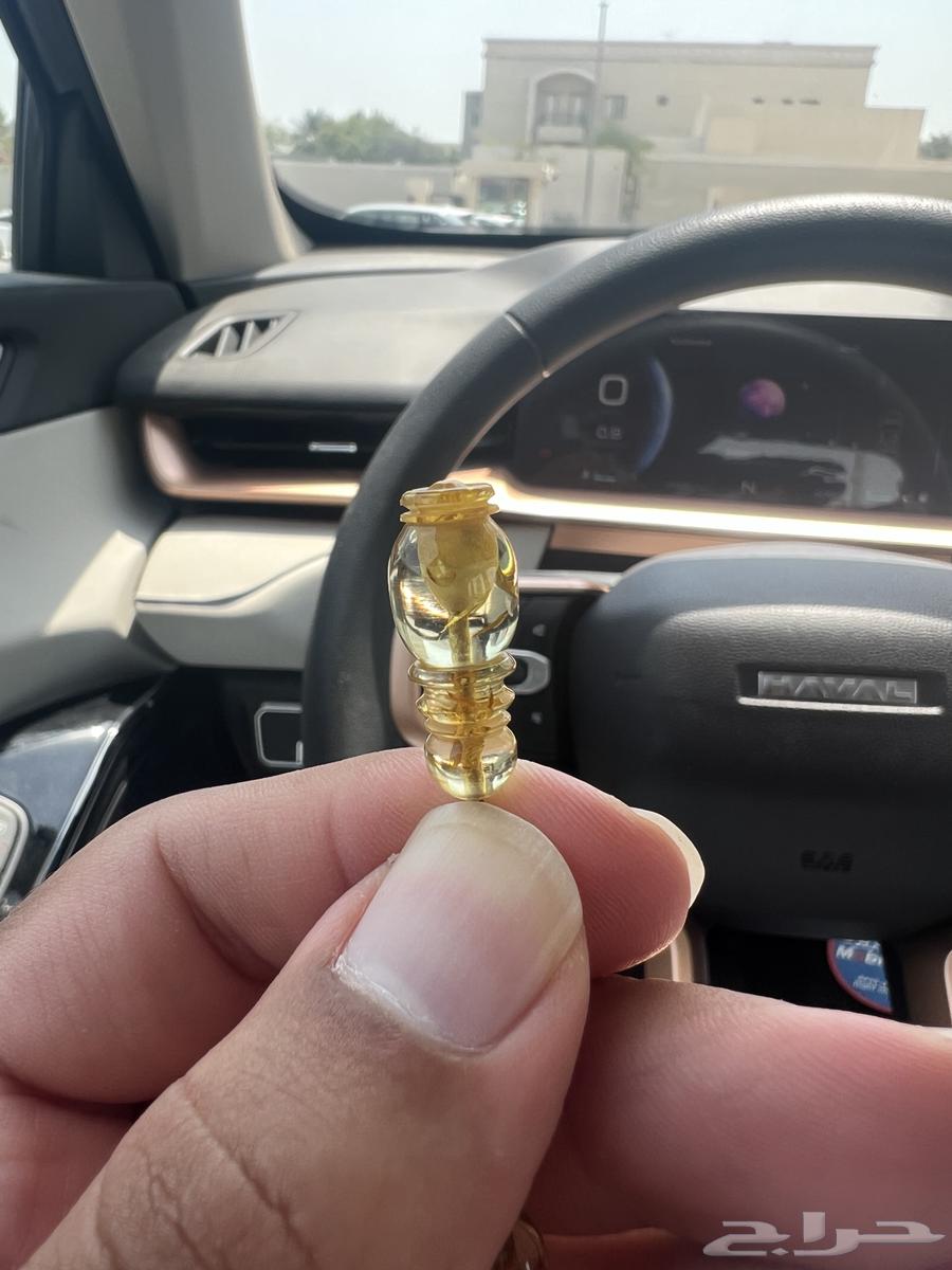 Antique transparent amber misbaha with golden carving64547110276865113