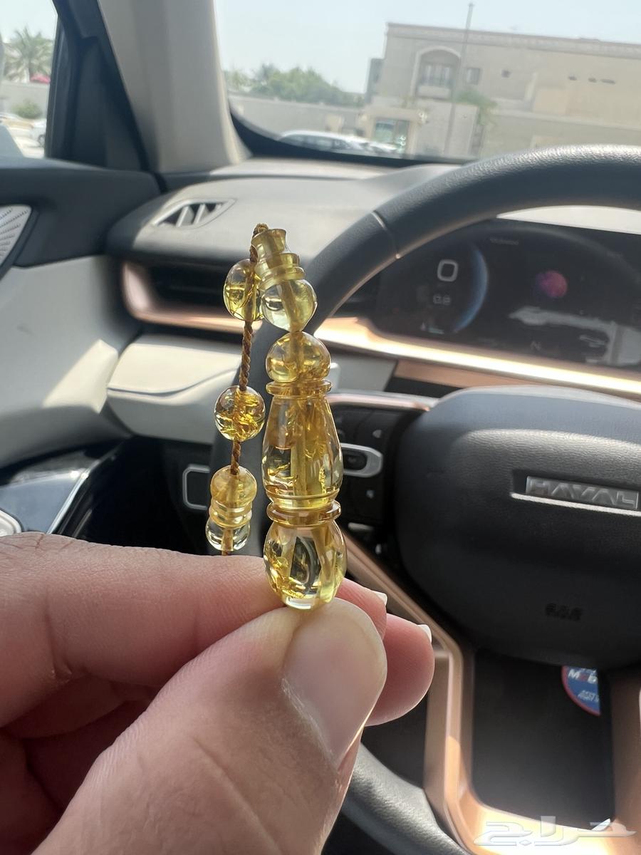 Antique transparent amber misbaha with golden carving64547110276865112