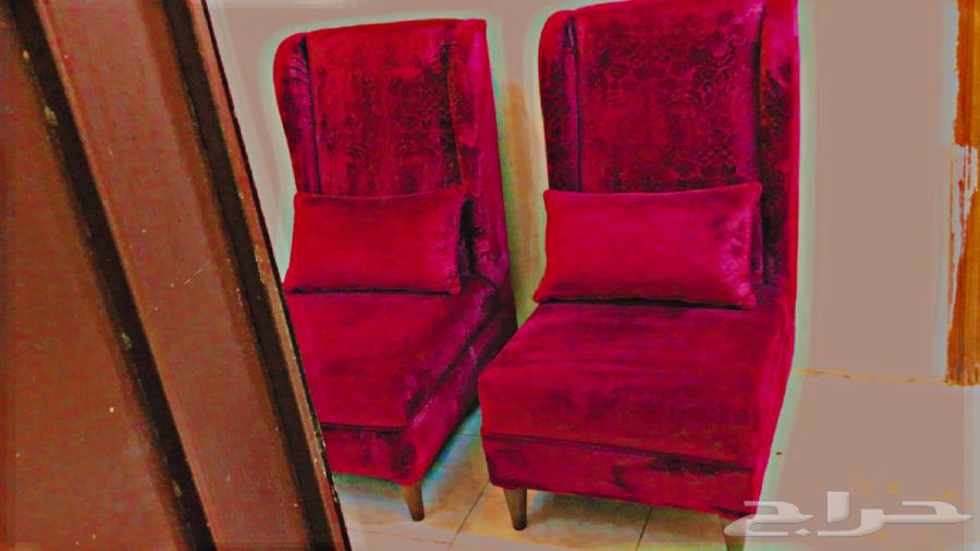 كنب مخملي احمر مقعدين للبيع64544820475523113