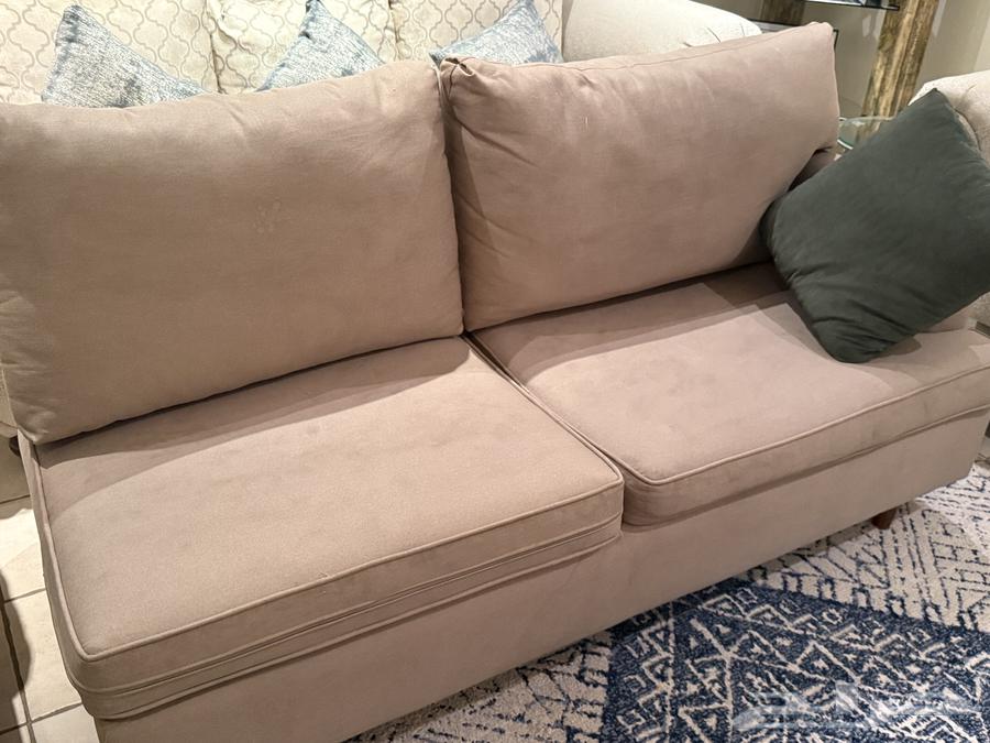 Used good condition L-shaped sofa, three pieces and curtain64548406484738112