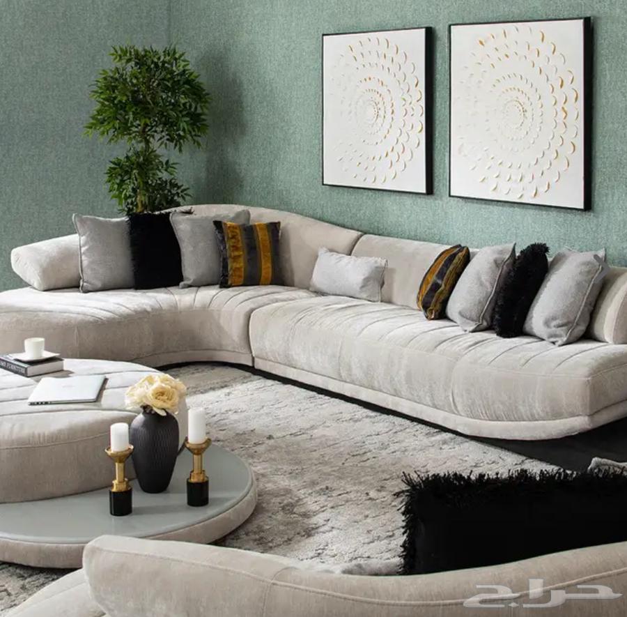 طقم صالون مخملي أنيق بحالة ممتازة سعر مغري64547040833666114