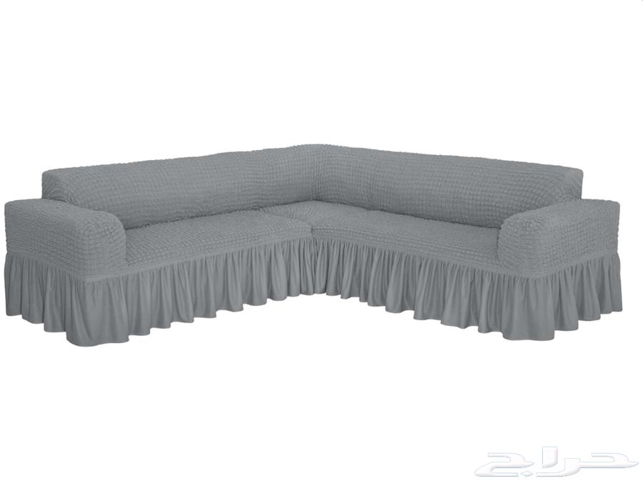 تلبيسة كنب حرف L للون رمادي64555673018755110