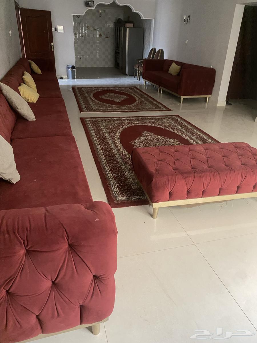 10-meter connected sofa with two cushions and carpet, like new, in excellent condition, Al-Hofuf Al-Khalidiyah64555786581761110