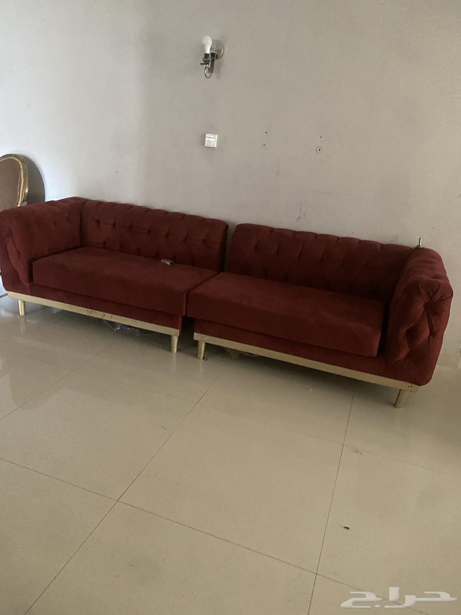 10-meter connected sofa with two cushions and carpet, like new, in excellent condition, Al-Hofuf Al-Khalidiyah64555786581761114