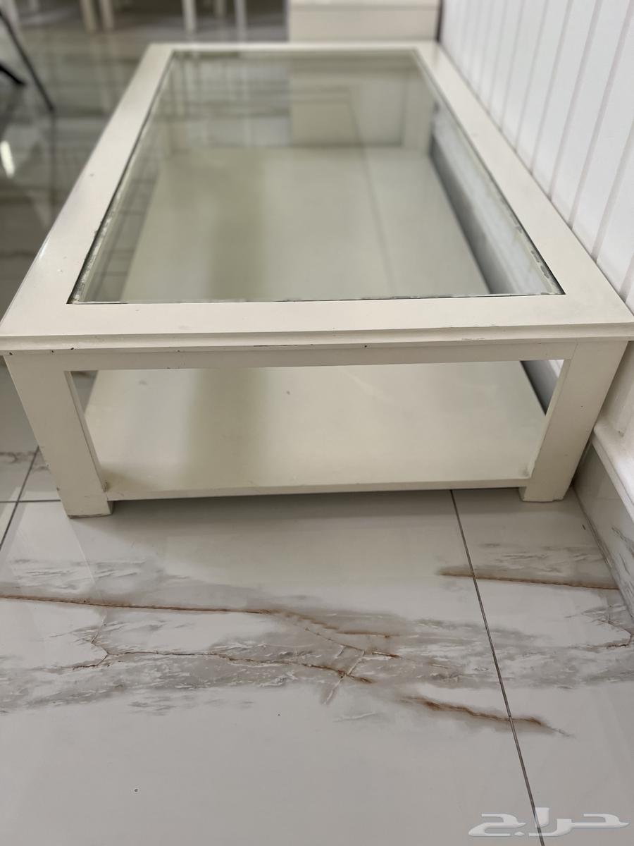 طاولة ارضية خشب بسطح زجاجي64555856907394111