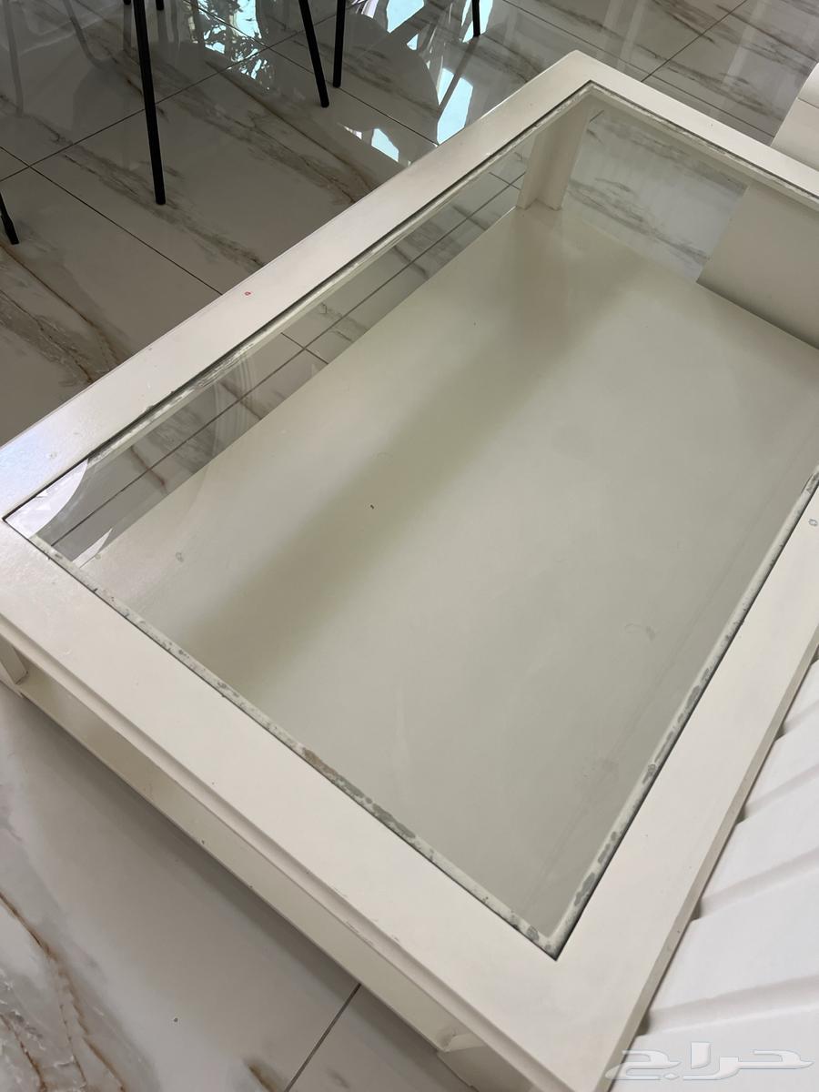 طاولة ارضية خشب بسطح زجاجي64555856907394110