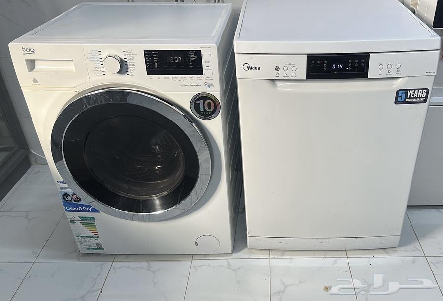 غسالة صحون ماركة ميديا وغسالة ملابس شركة بيكو64558335884034110