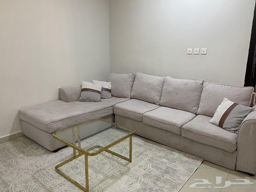 للبيع طقم كنب L   سجاد مقاس 3 4   طاولة استيل ذهبي64559196341891113