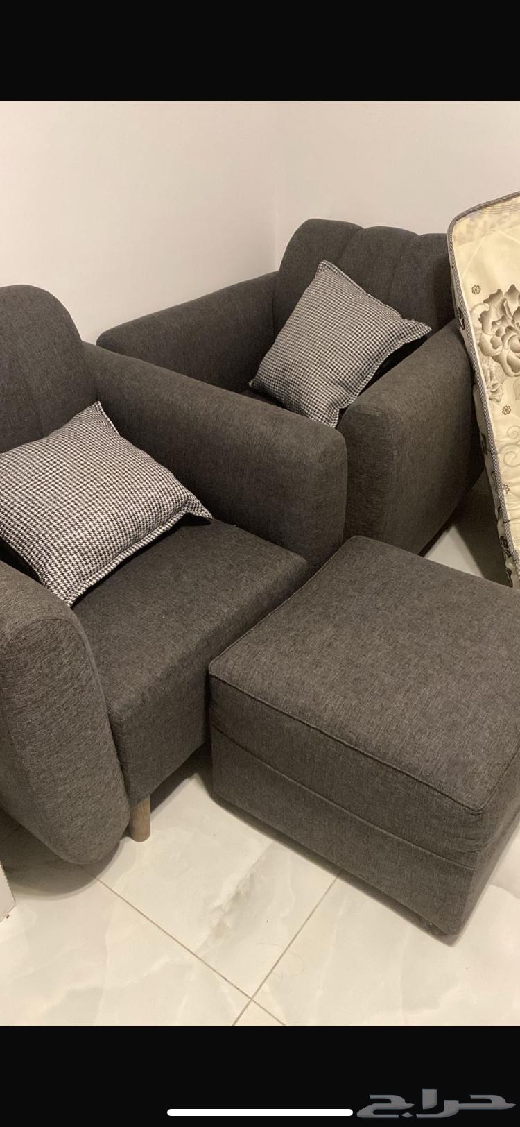 2 sofas 2 cushions - mattress - dining table with four chairs64559548076803110