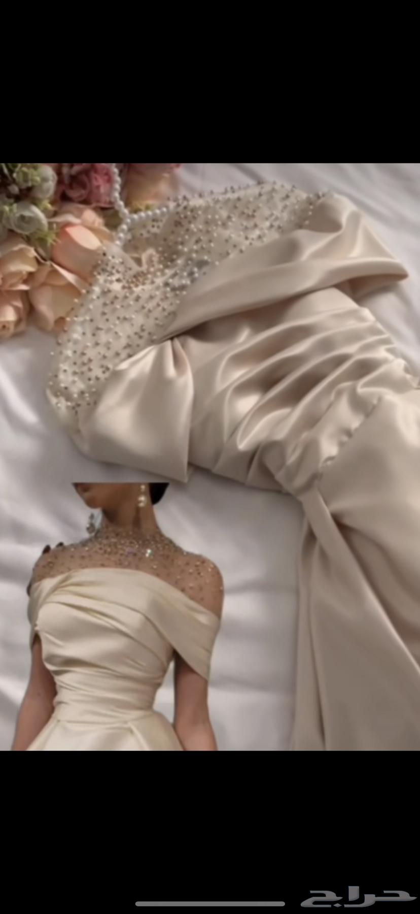 فستان زواج للبيع لبسه وحده اخو الجديد64557433484289110